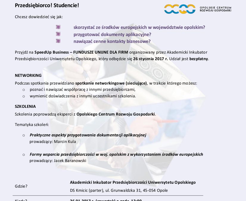 SpeedUp Business zaproszenie