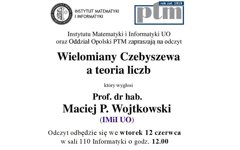 Odczyt  “Wielomiany Czebyszewa a teoria liczb”