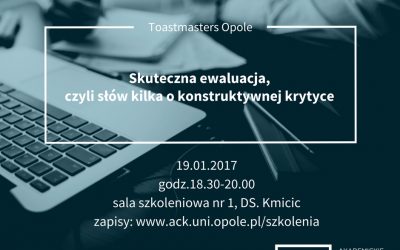 Szkolenie dla studentów i absolwentów Uniwersytetu Opolskiego “Skuteczna ewaluacja, czyli słów kilka o konstruktywnej krytyce”