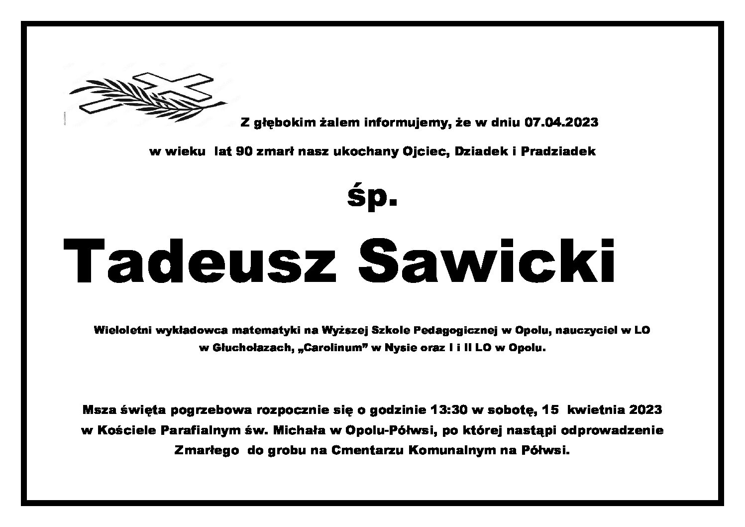 Zmarł wieloletni wykładowca matematyki na Wyższej Szkole Pedagogicznej w Opolu